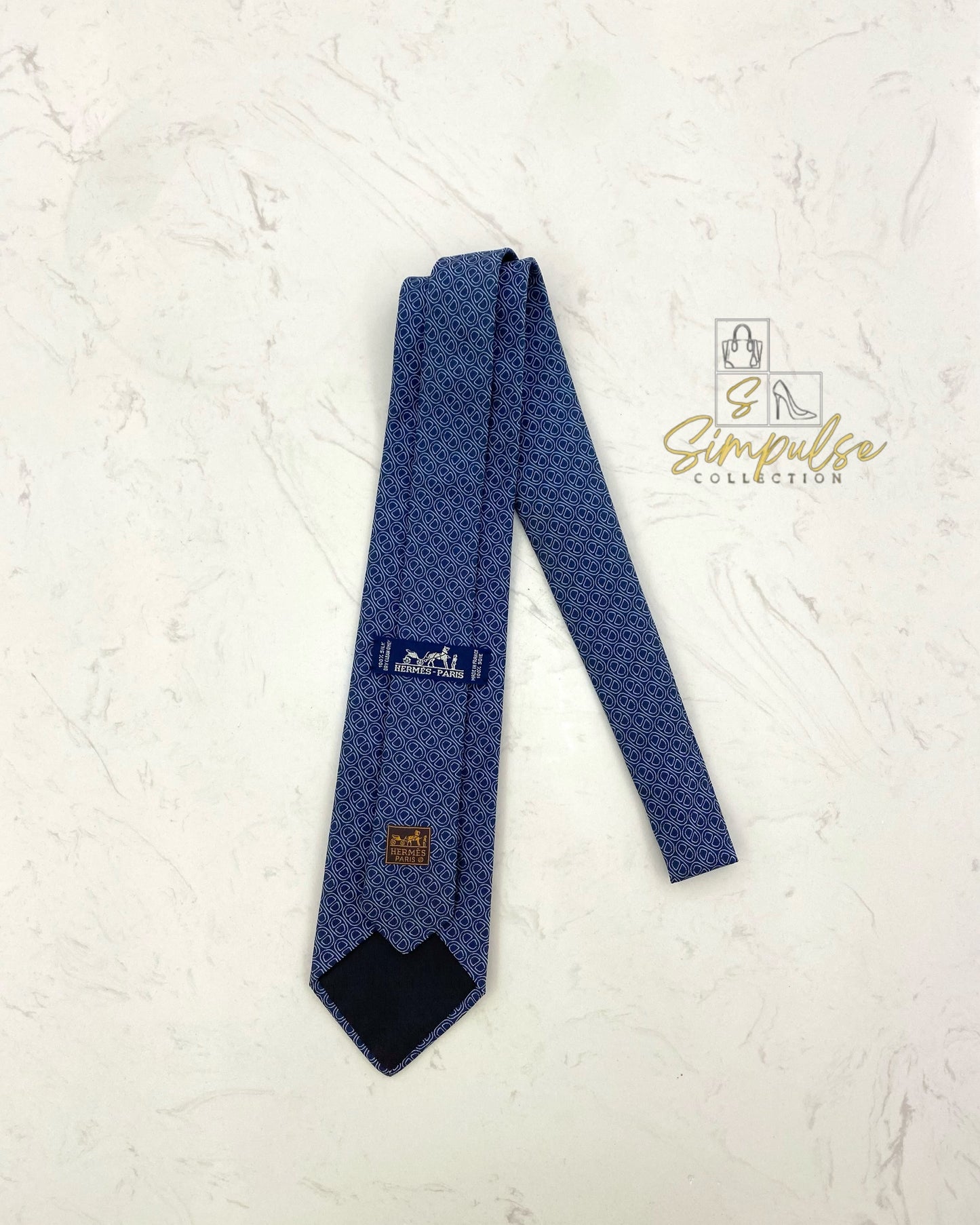 HERMES BLUE SILK TIE