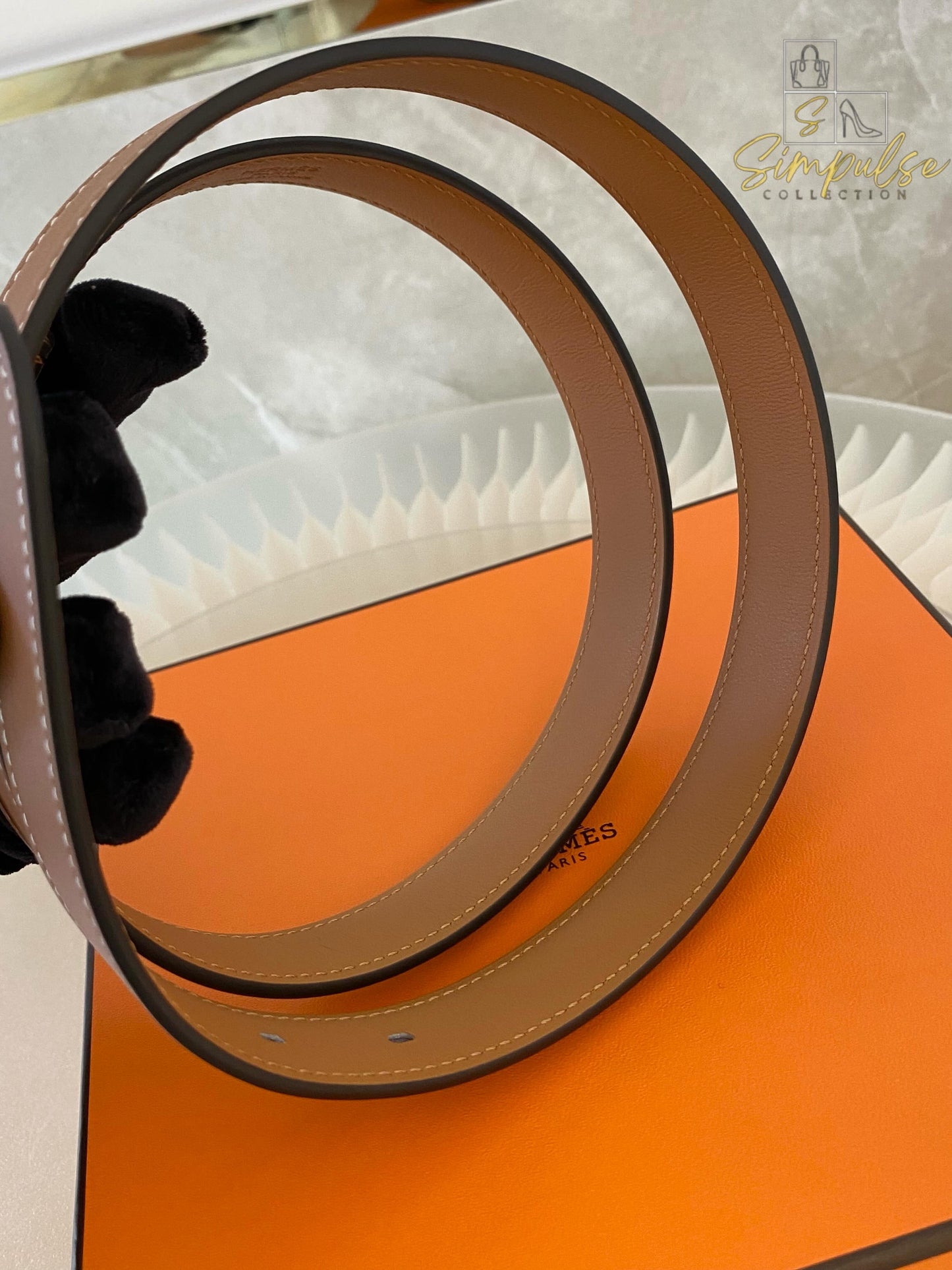 Hermes Gold Tan Belt