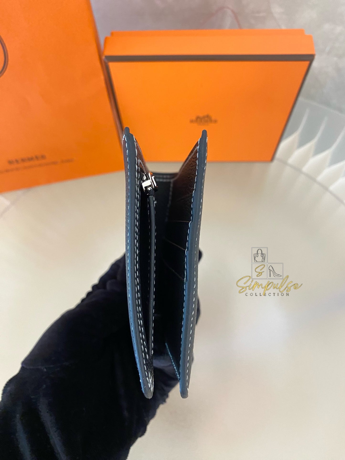 HERMES Sellier Compact Veau Epsom Black