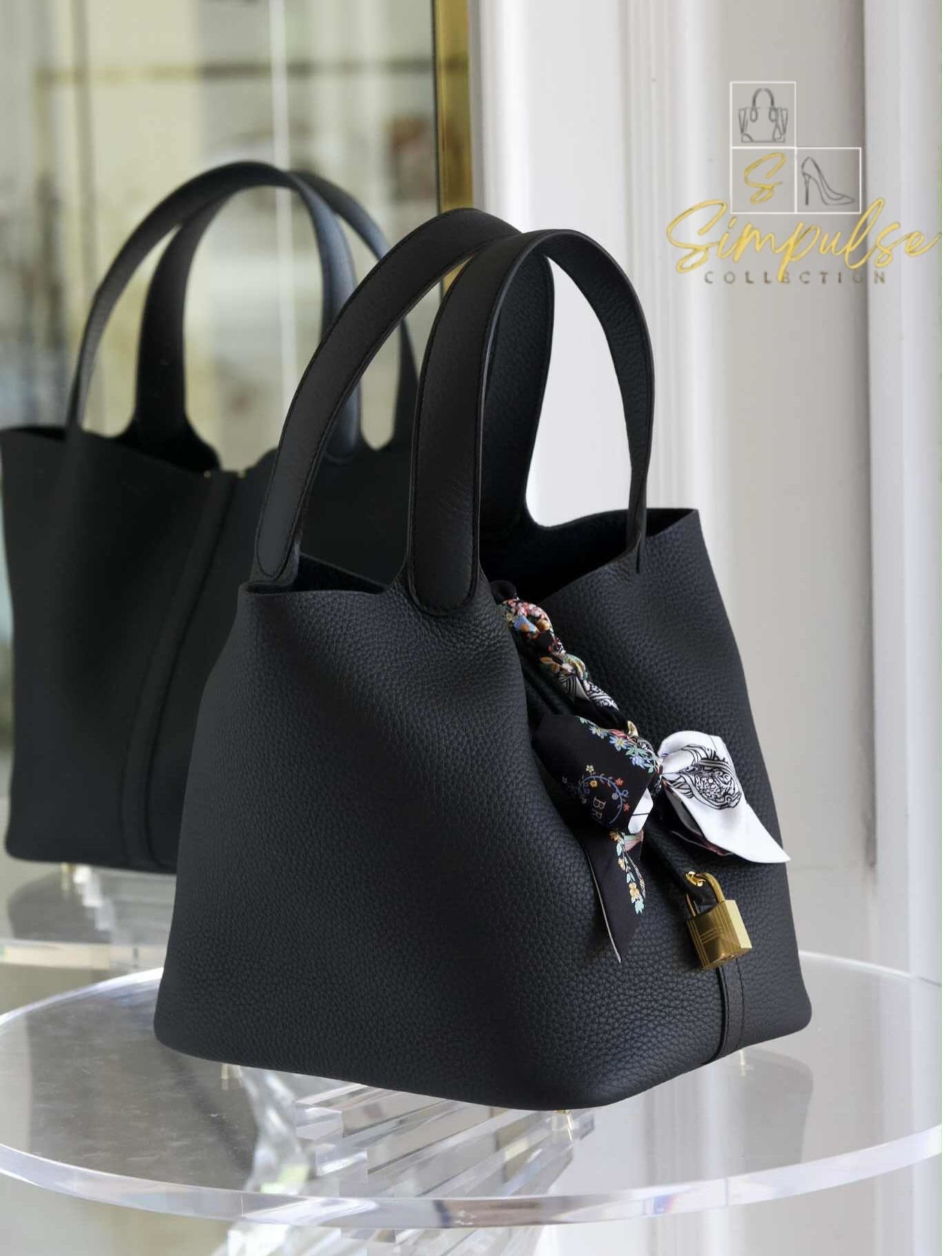 HERMES Picotin 22 Noir GHW