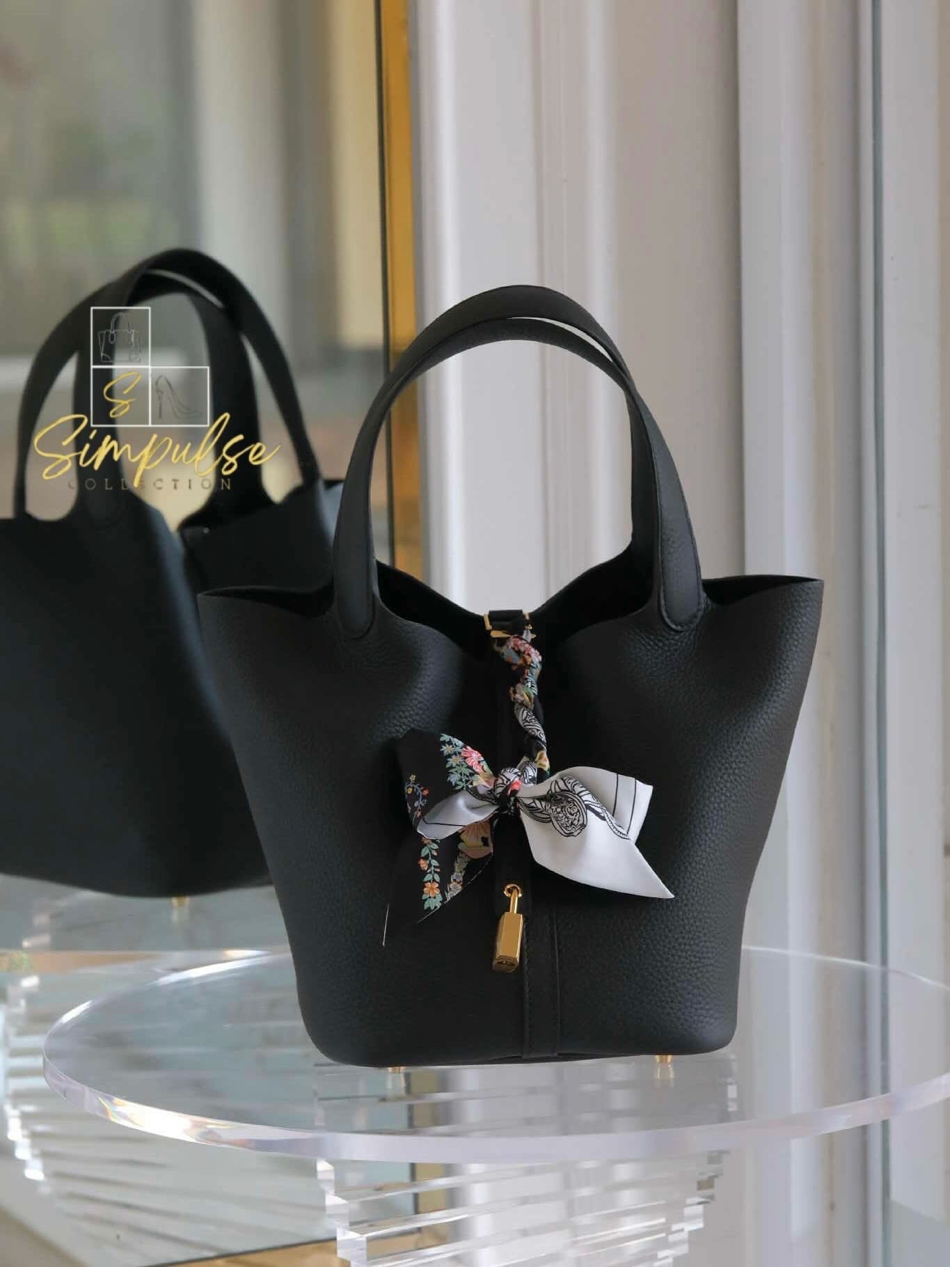 HERMES Picotin 22 Noir GHW