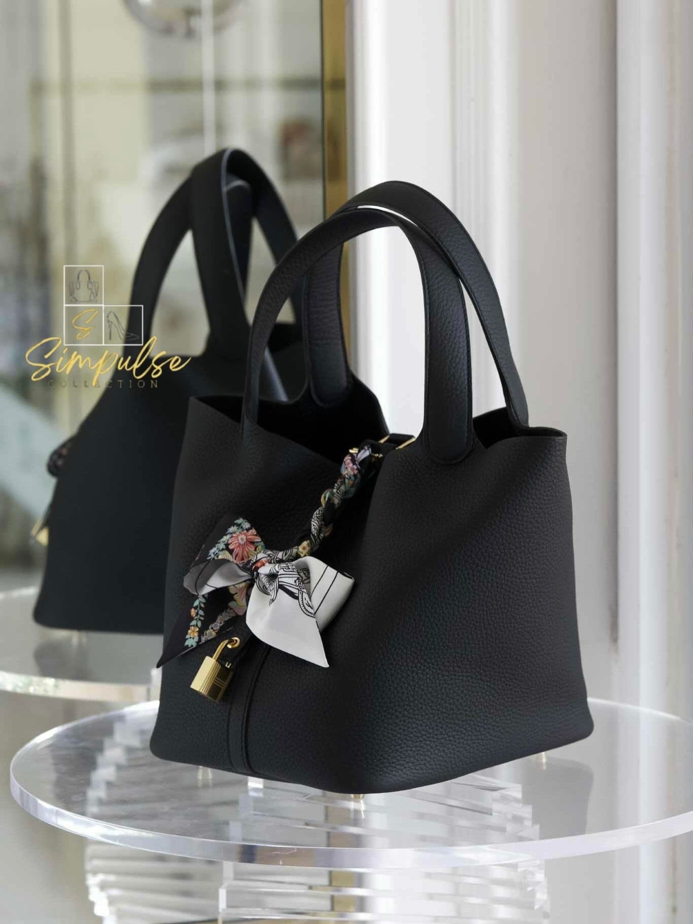 HERMES Picotin 22 Noir GHW