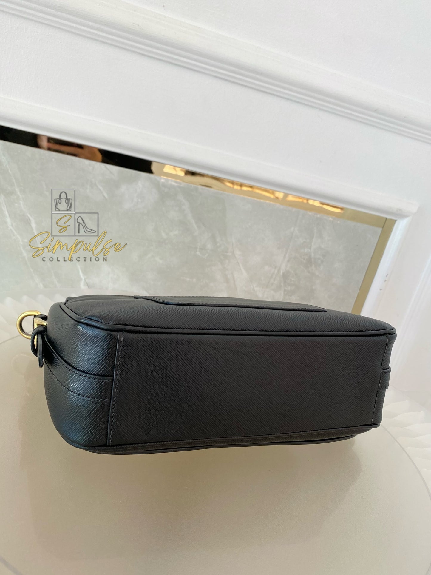 PRADA BLACK DAINO FLAP CROSSBODY BAG