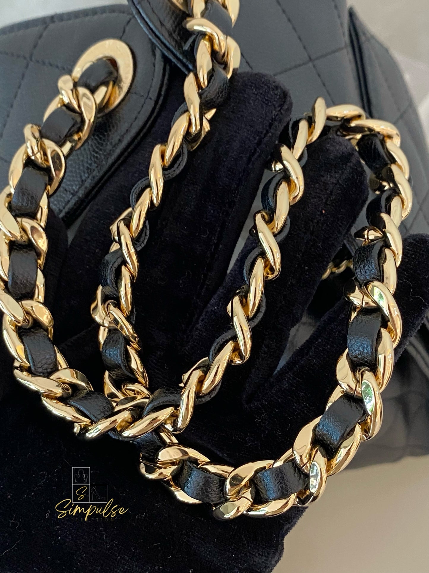 CHANEL C25 SMALL BLACK CAVIAR GHW