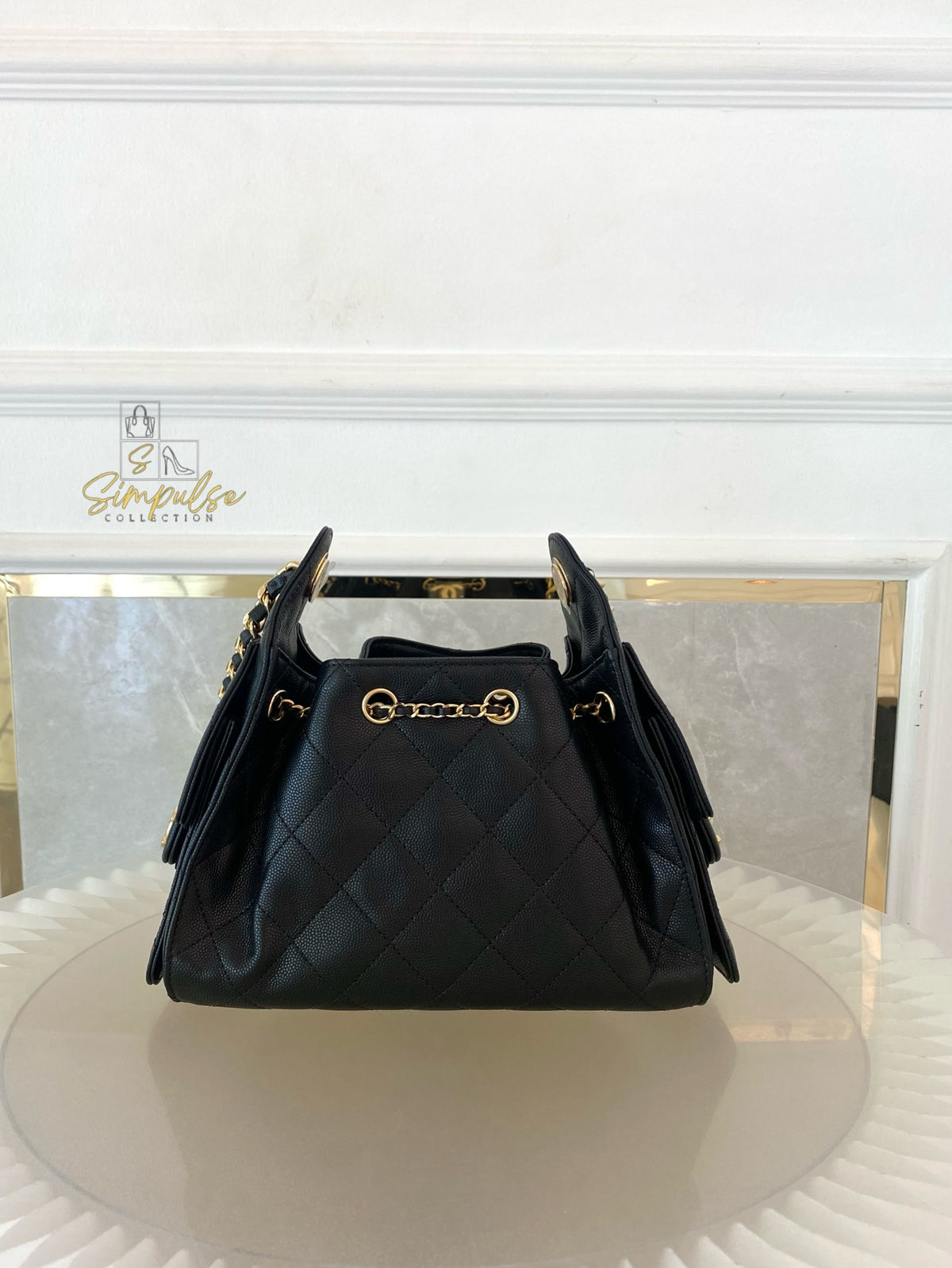CHANEL C25 MINI CAVIAR BLACK GHW