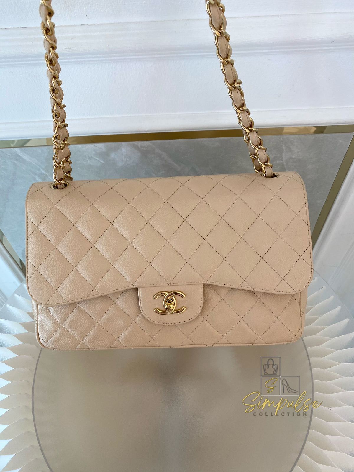 CHANEL JUMBO DOUBLE FLAP BEIGE CAVIAR