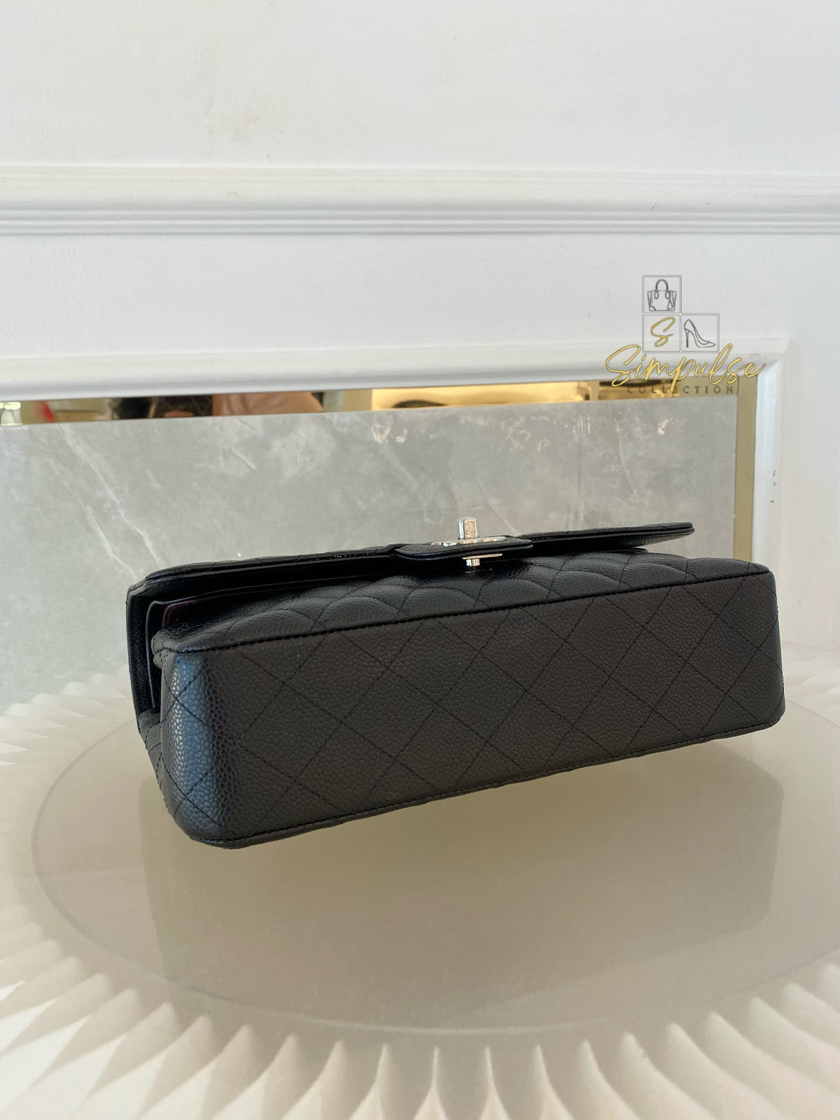 CHANEL DOUBLE FLAP BLACK MEDIUM CAVIAR SHW