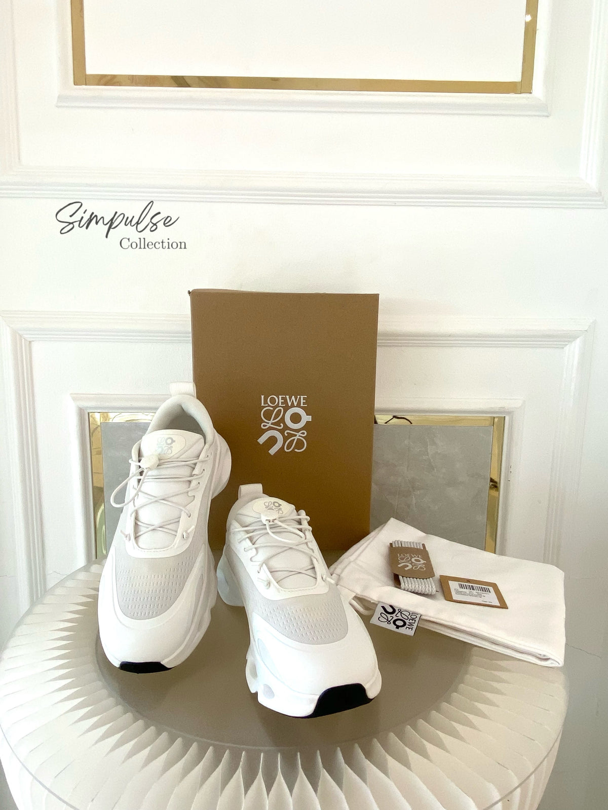 ON-LOEWE Cloudsolo Polyester White/Light Grey Sneakers