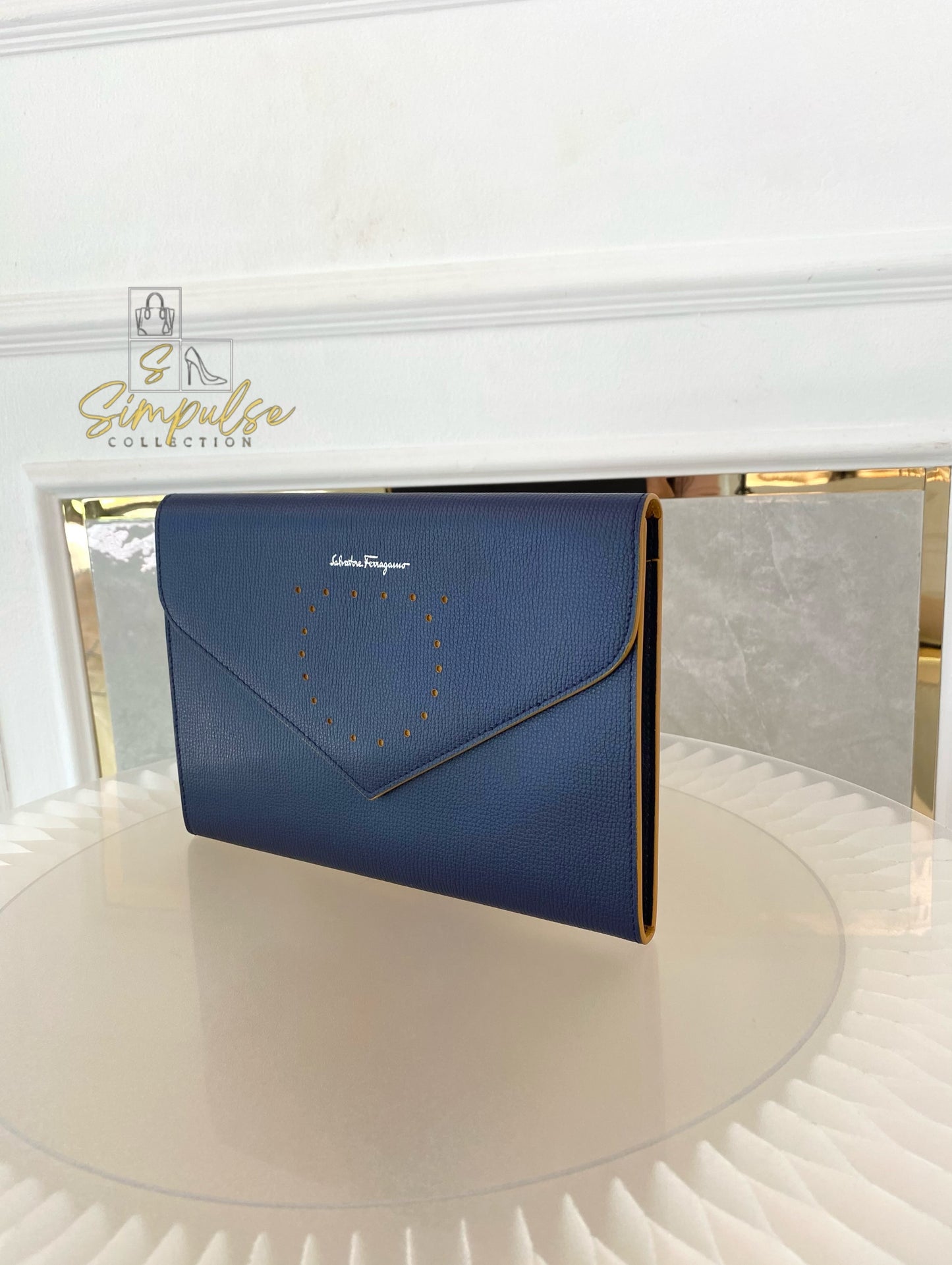 Salvatore Ferragamo Navy Blue Envelope