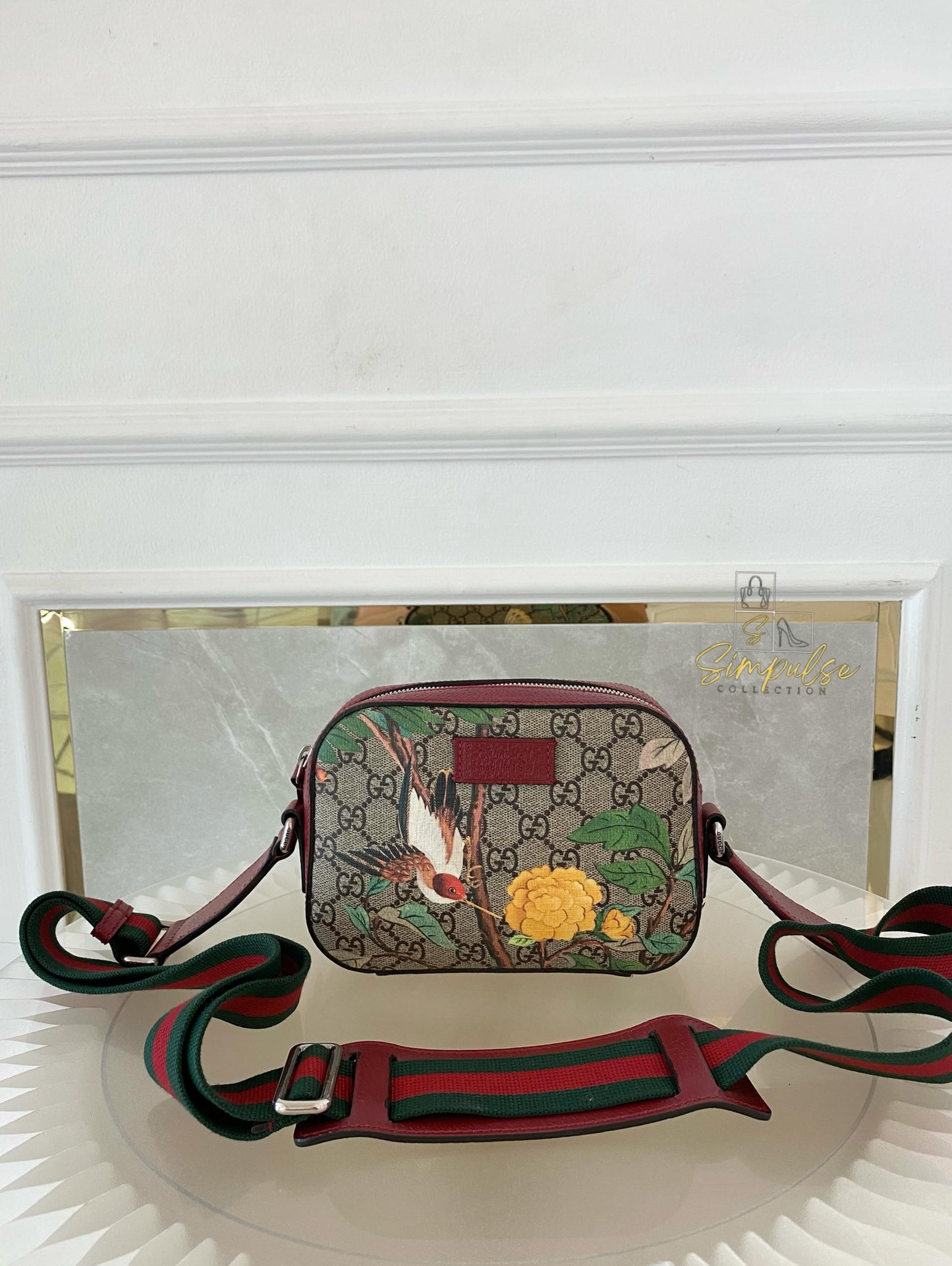 Gucci GG Supreme Monogram Tian Web Small Camera Bag