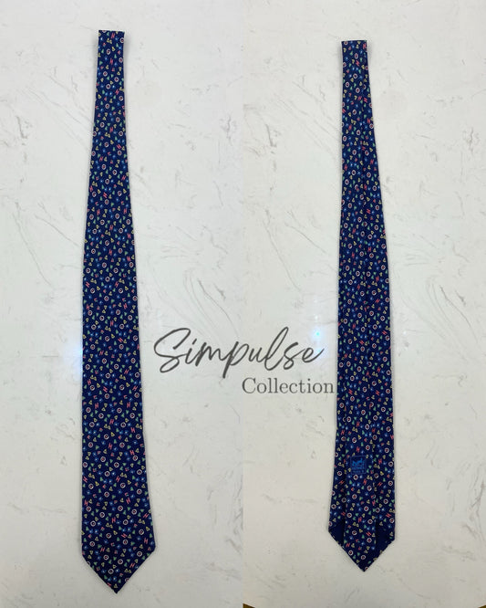 HERMES NAVY BLUE w/ COLORFUL GEOMETRIC SHAPE