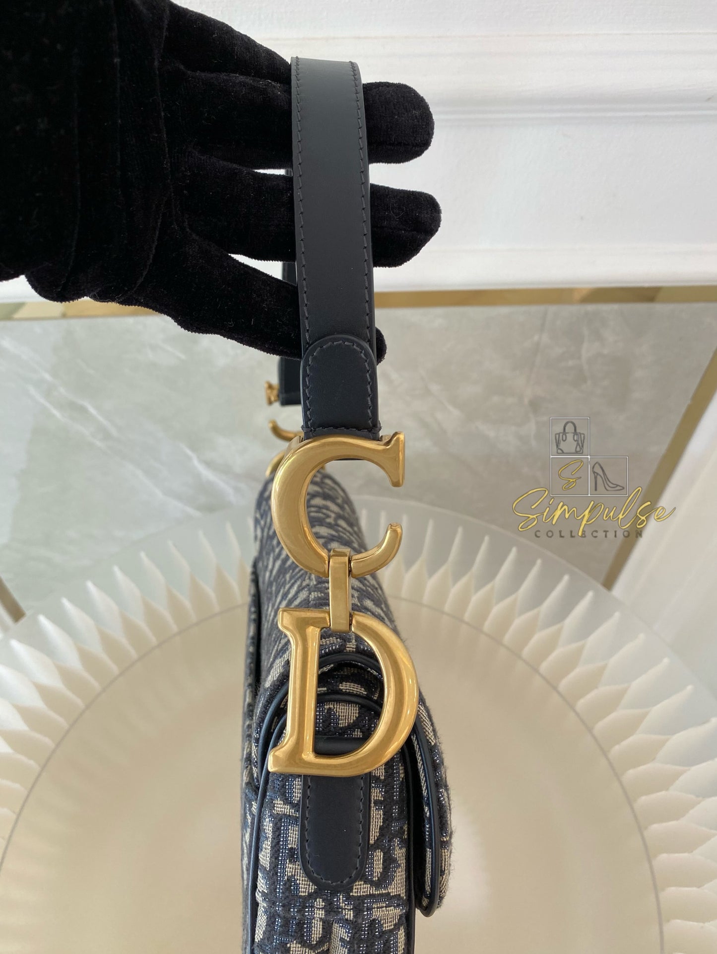 Dior Saddle Medium Blue in GHW