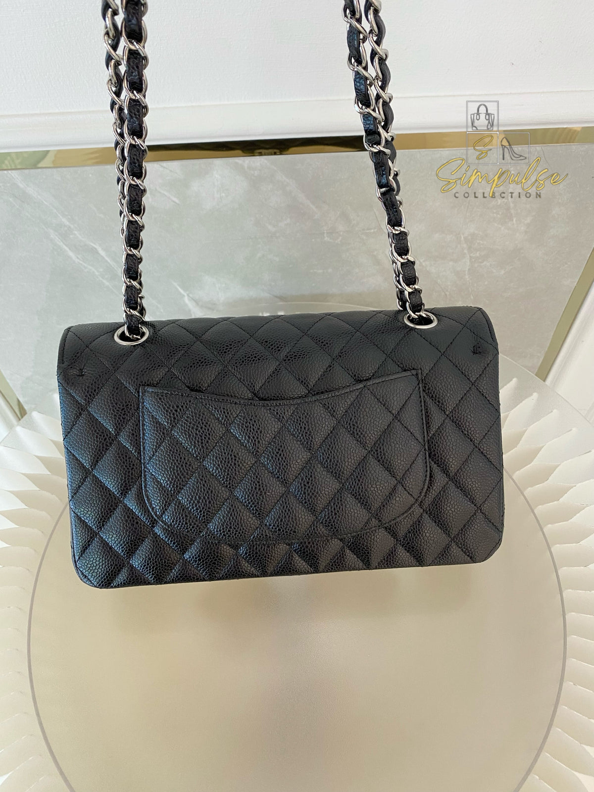 CHANEL DOUBLE FLAP BLACK MEDIUM CAVIAR SHW