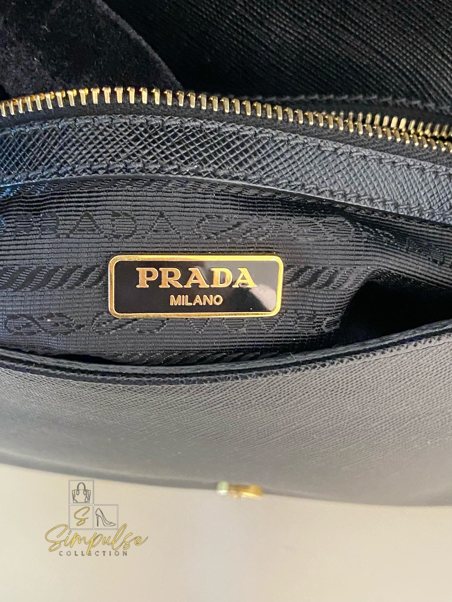 PRADA BLACK DAINO FLAP CROSSBODY BAG
