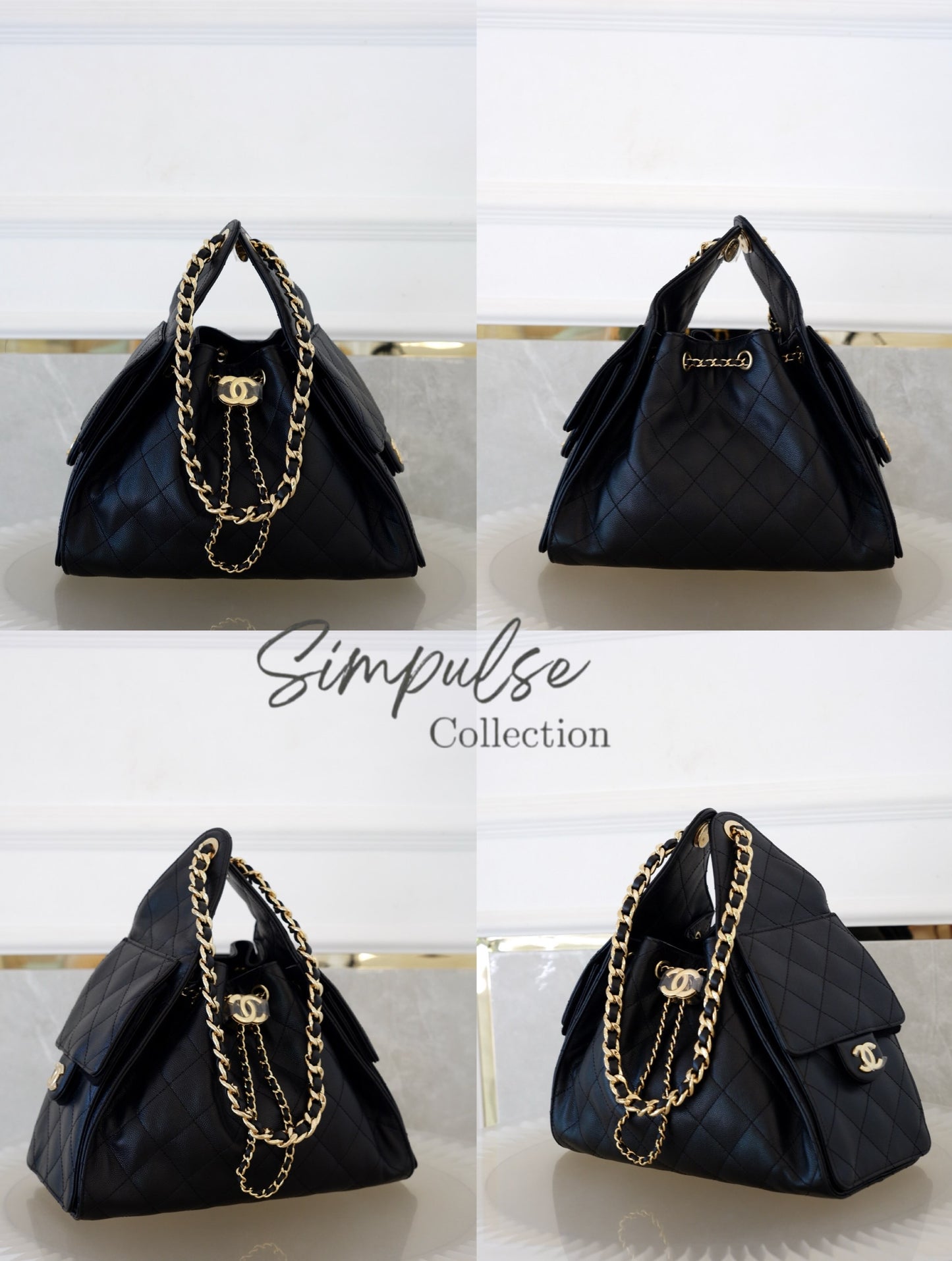 CHANEL C25 SMALL BLACK CAVIAR GHW