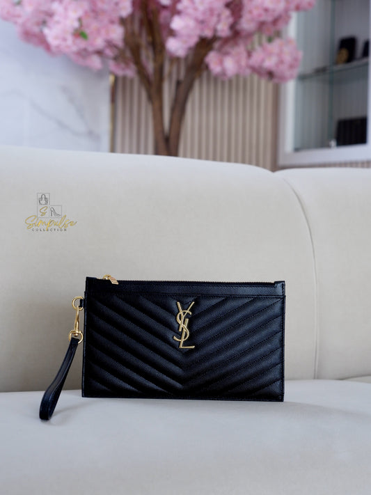 YSL MONOGRAM LARGE BILL POUCH WRISTLET