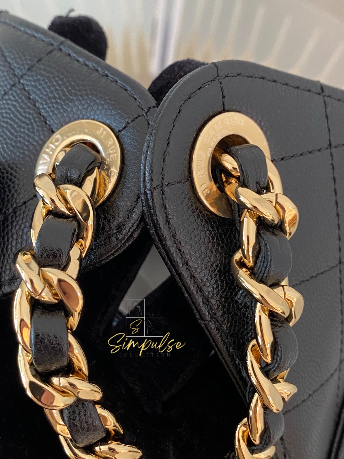 CHANEL C25 SMALL BLACK CAVIAR GHW