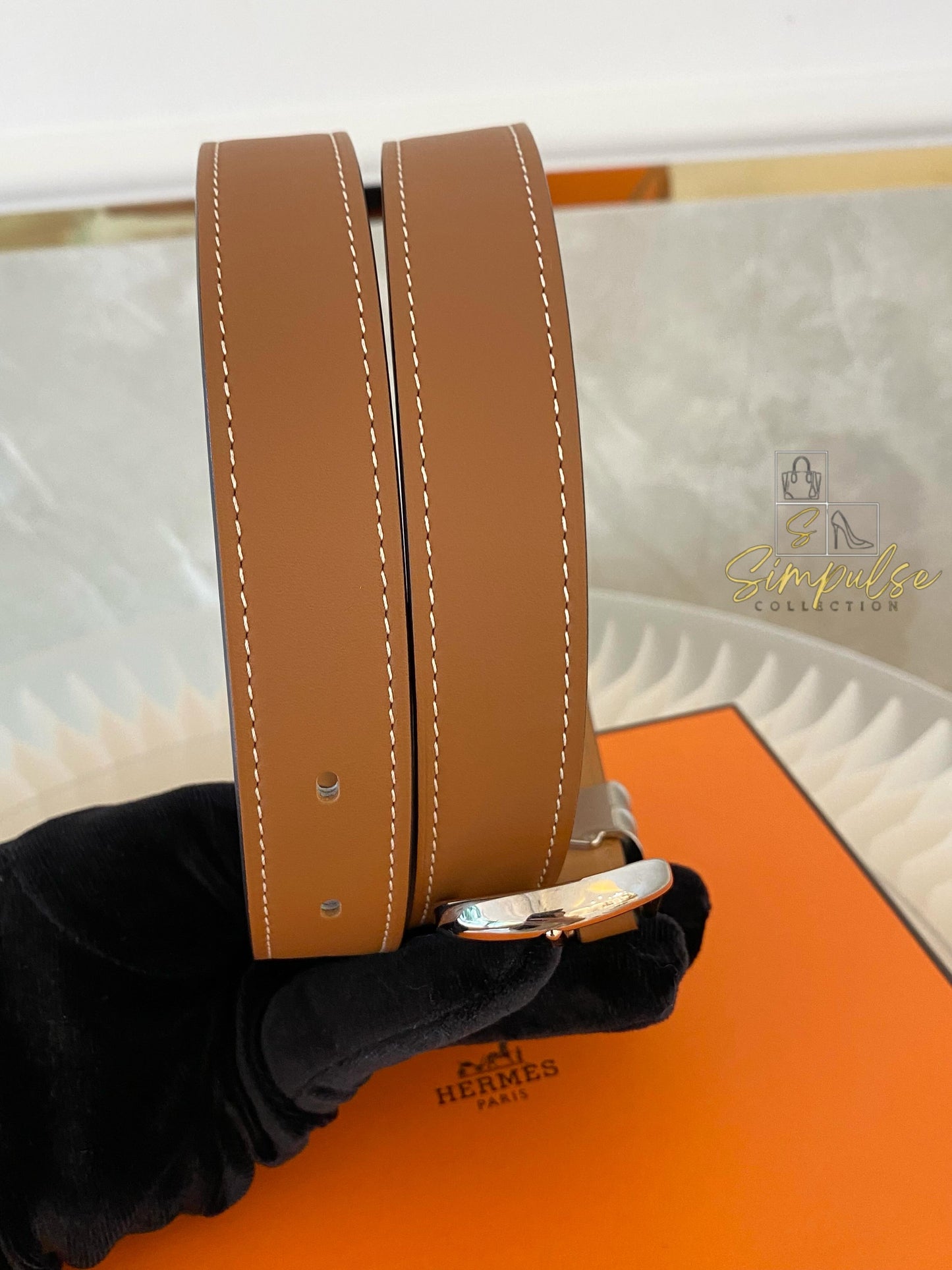 Hermes Gold Tan Belt
