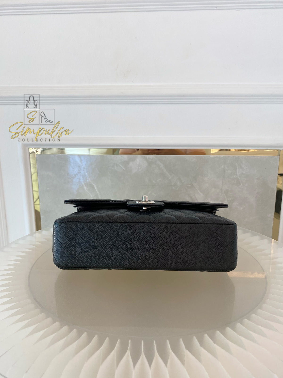 CHANEL DOUBLE FLAP BLACK MEDIUM CAVIAR SHW