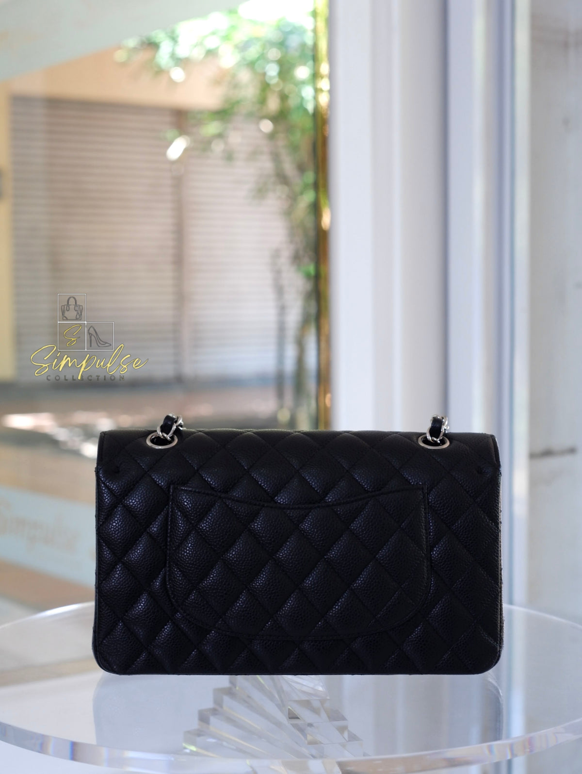 CHANEL DOUBLE FLAP BLACK MEDIUM CAVIAR SHW