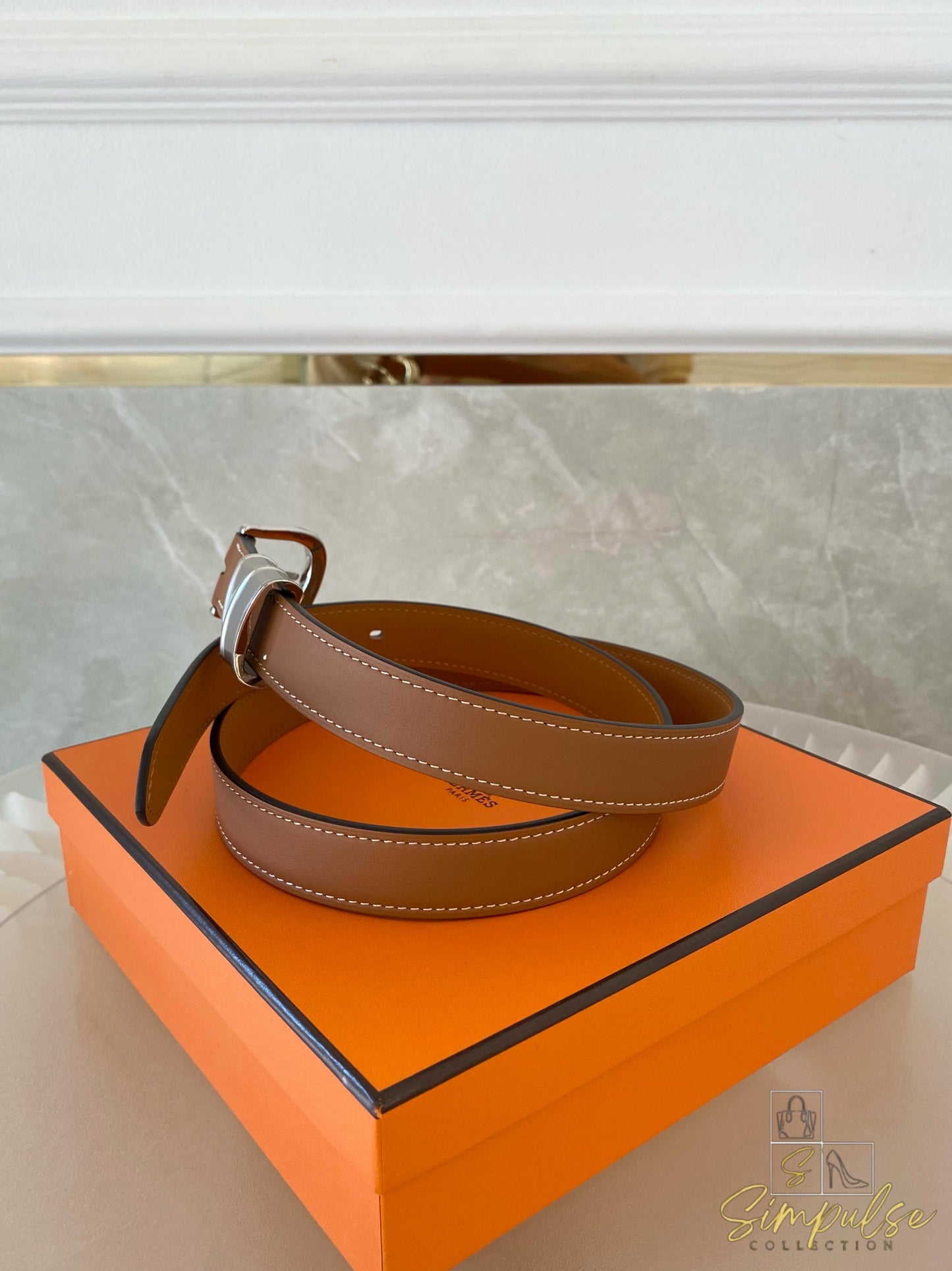 Hermes Gold Tan Belt