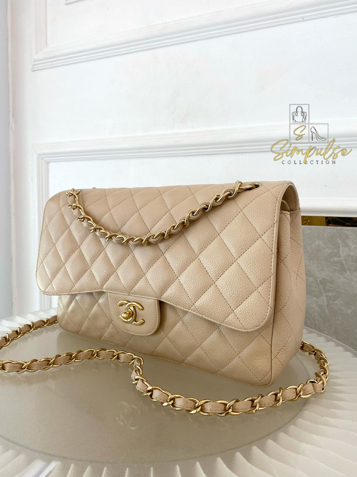 CHANEL JUMBO DOUBLE FLAP BEIGE CAVIAR