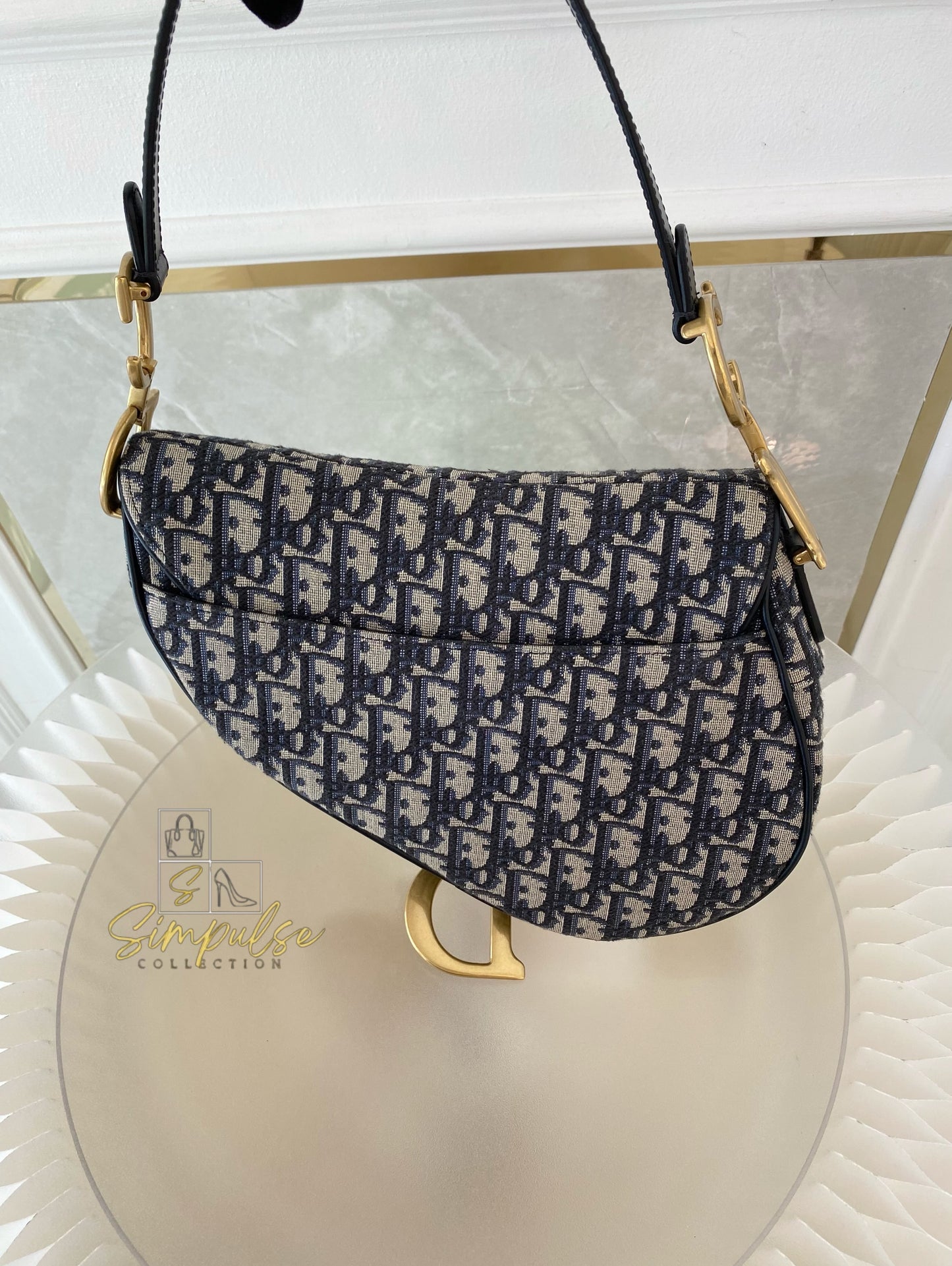 Dior Saddle Medium Blue in GHW