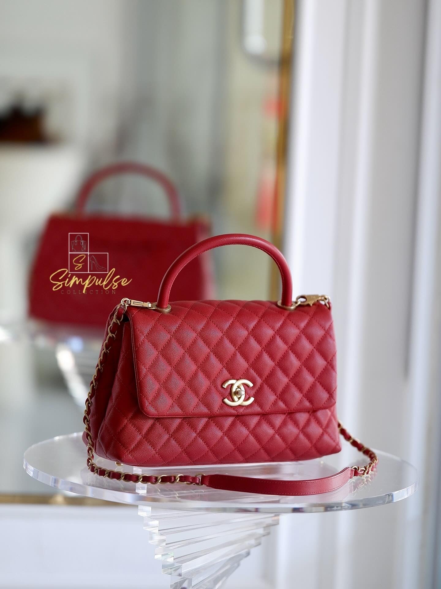 Chanel Coco Red Caviar Medium GHW