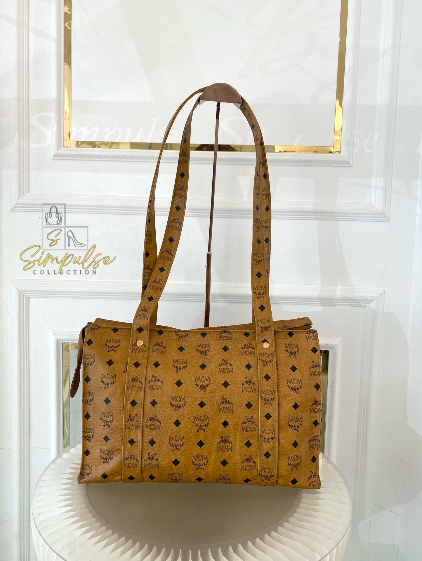 MCM Visetos Monogram Brown Tote Bag