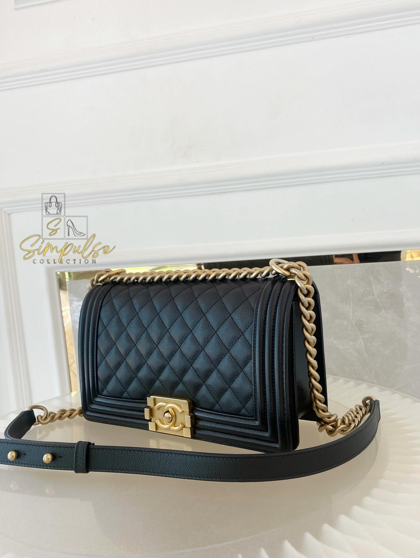 Chanel Leboy Old Medium Caviar Black GHW