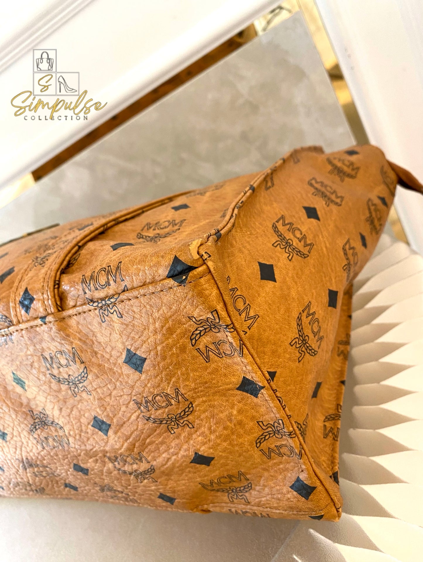 MCM Visetos Monogram Brown Tote Bag