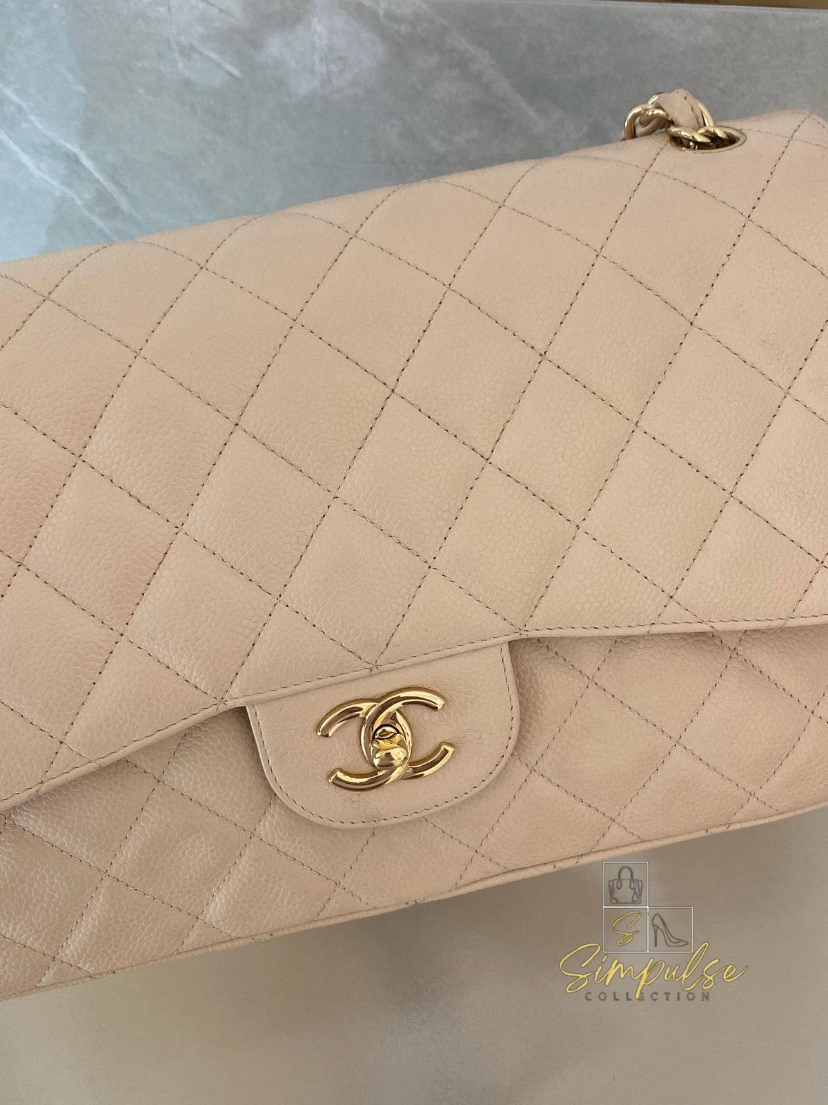 CHANEL JUMBO DOUBLE FLAP BEIGE CAVIAR
