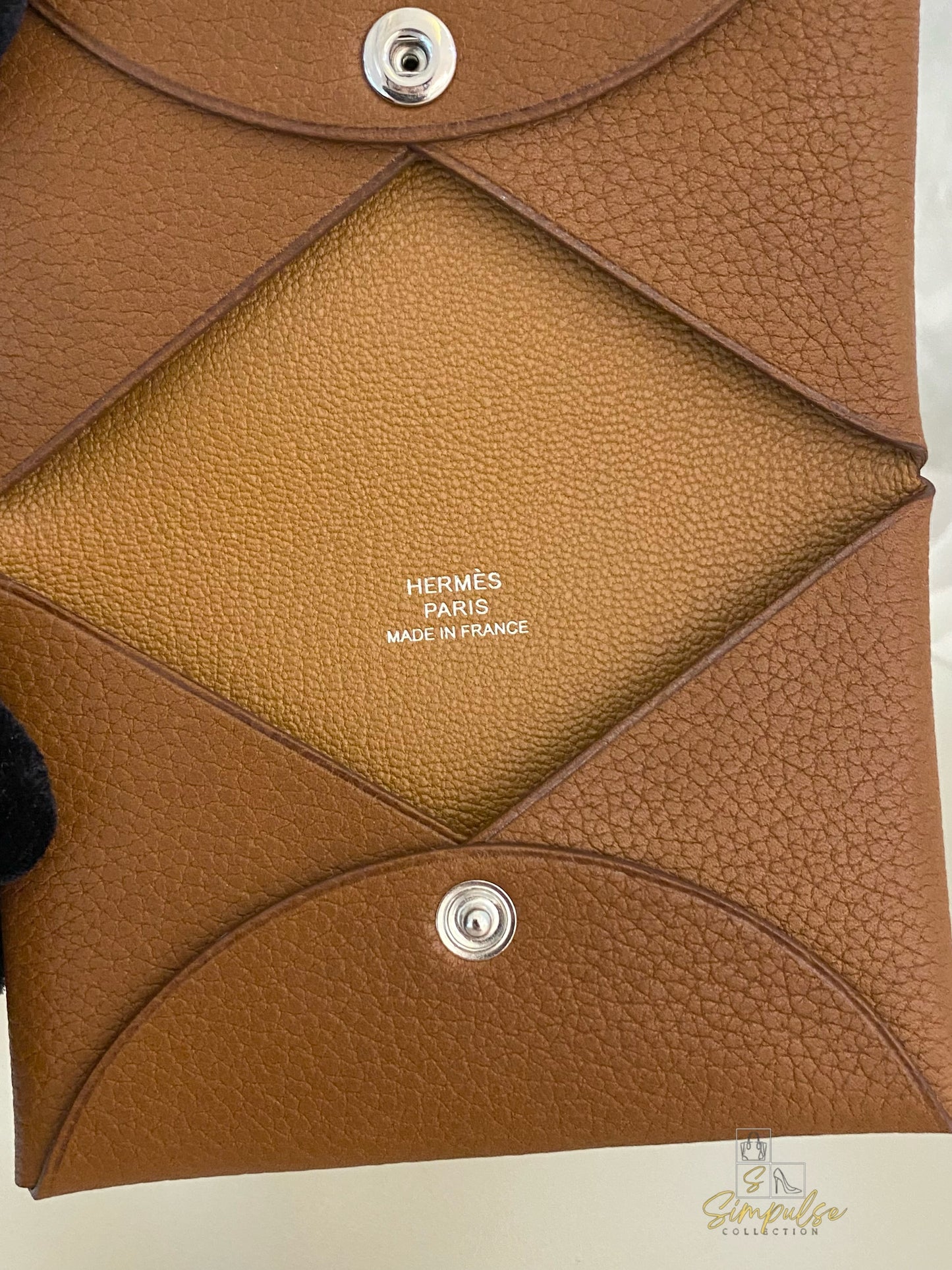HERMES CALVI CARD HOLDER TAN