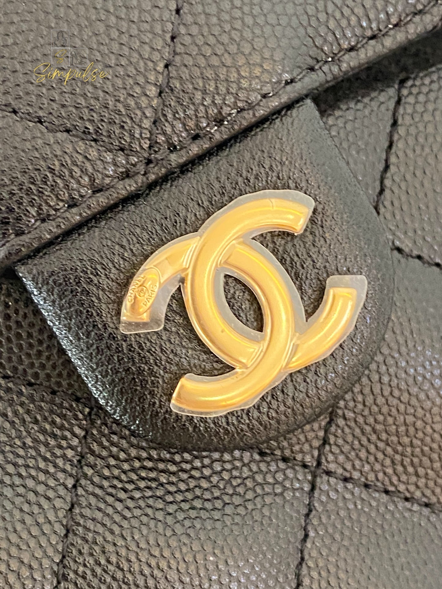 CHANEL C25 SMALL BLACK CAVIAR GHW