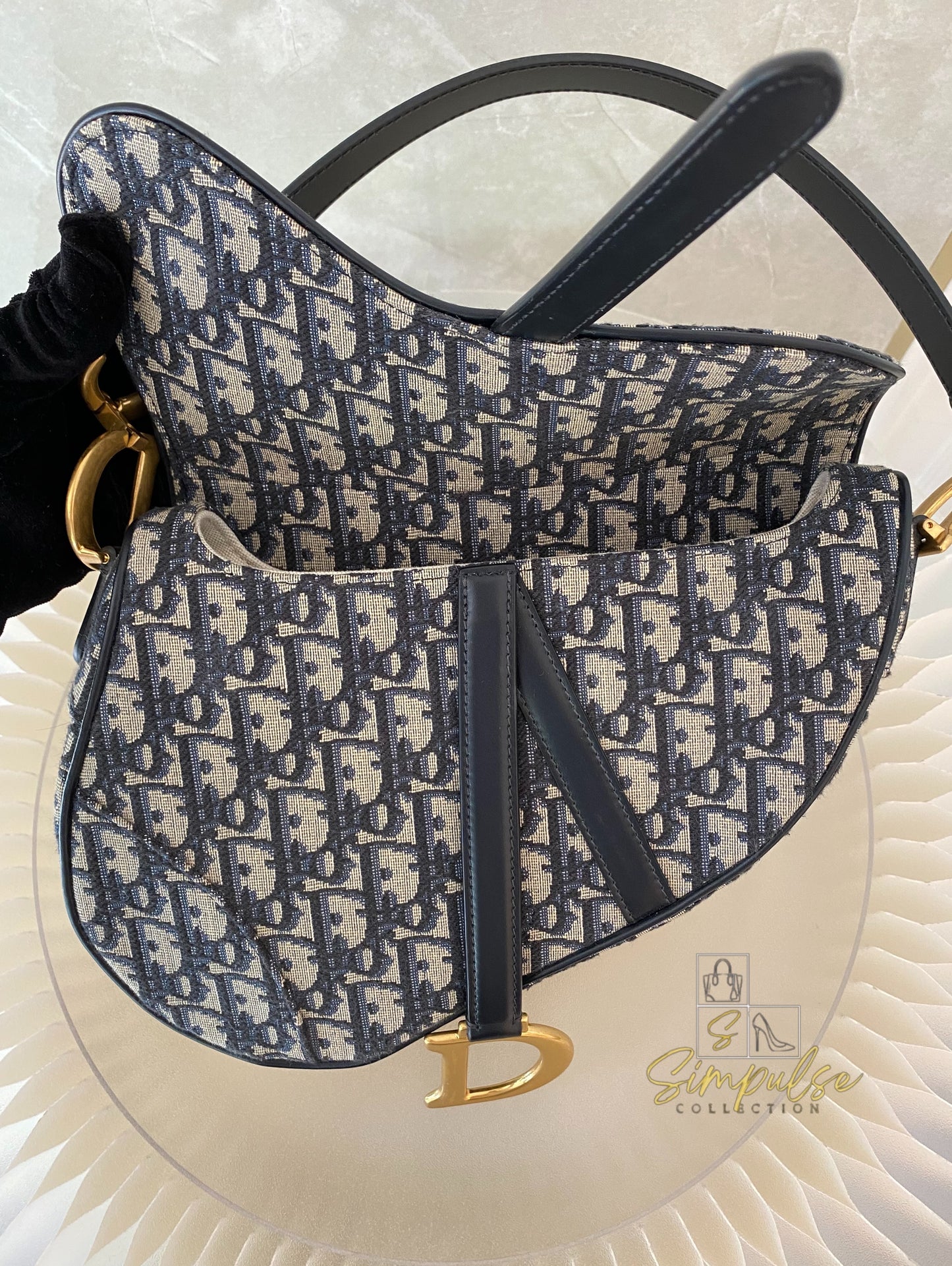 Dior Saddle Medium Blue in GHW