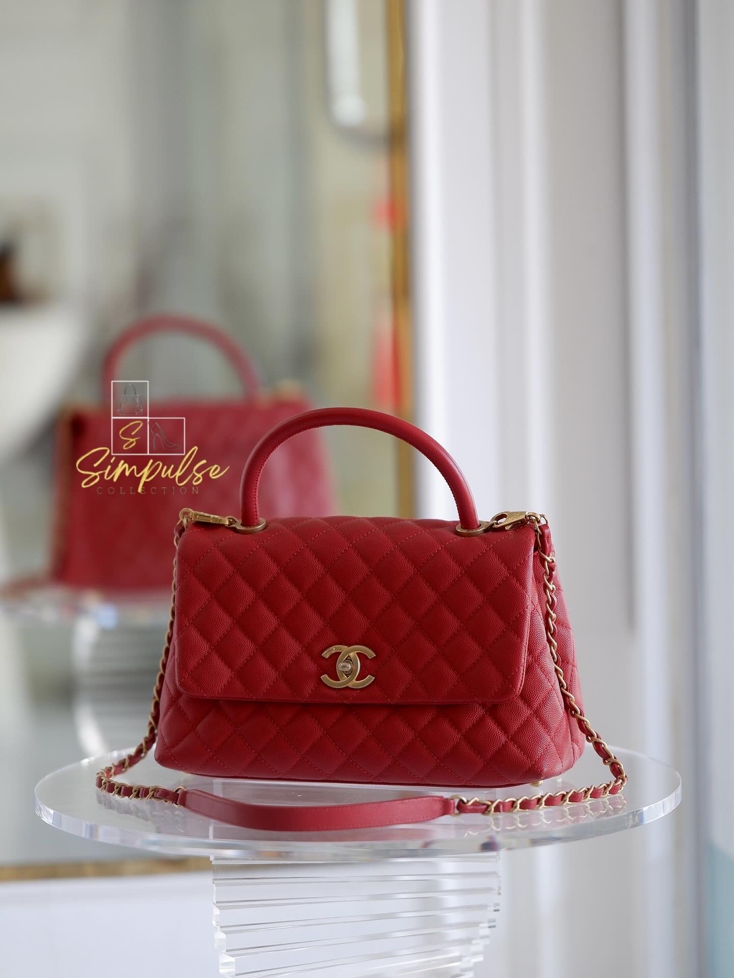 Chanel Coco Red Caviar Medium GHW