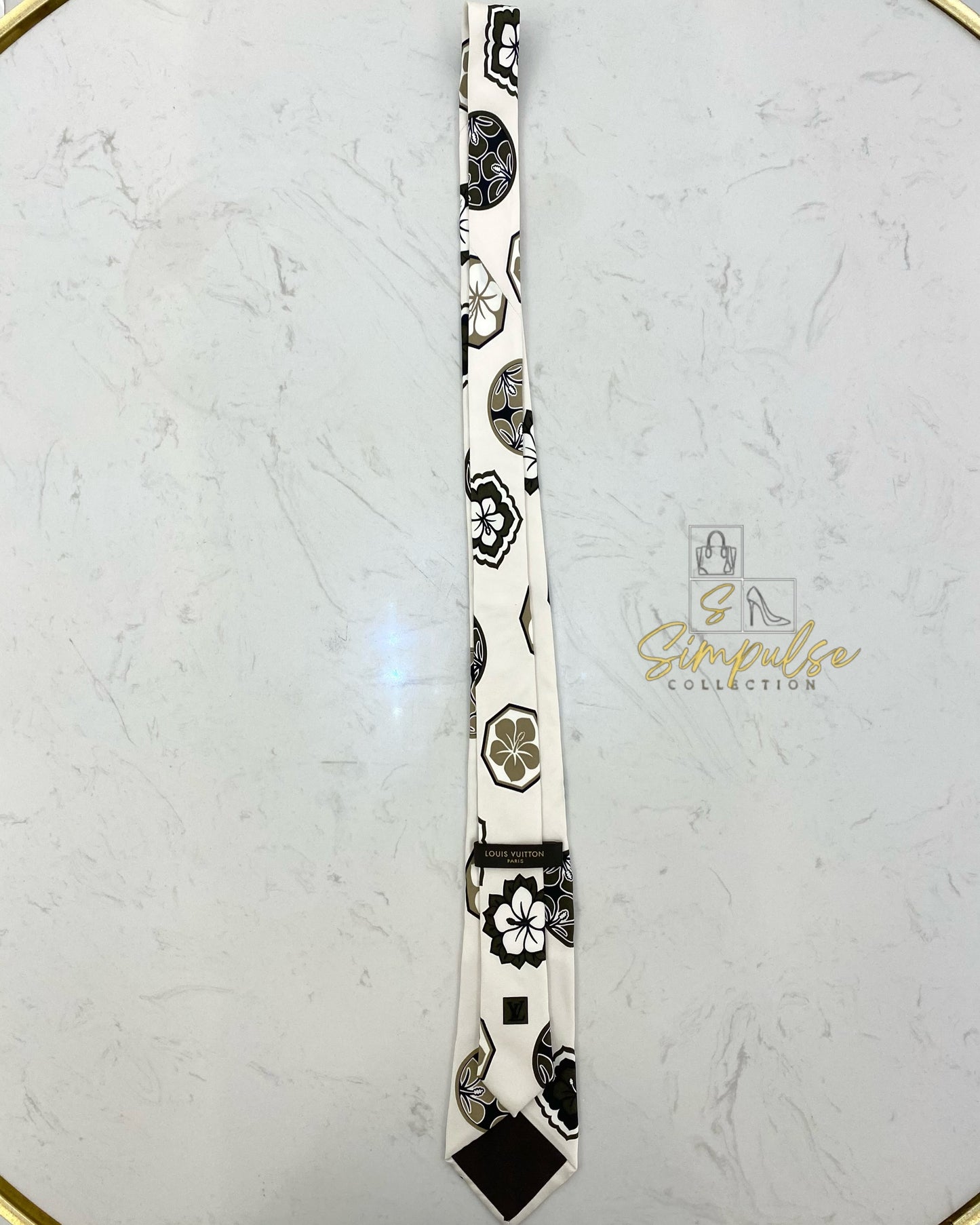 LOUIS VUITTON  WHITE SILK TIE