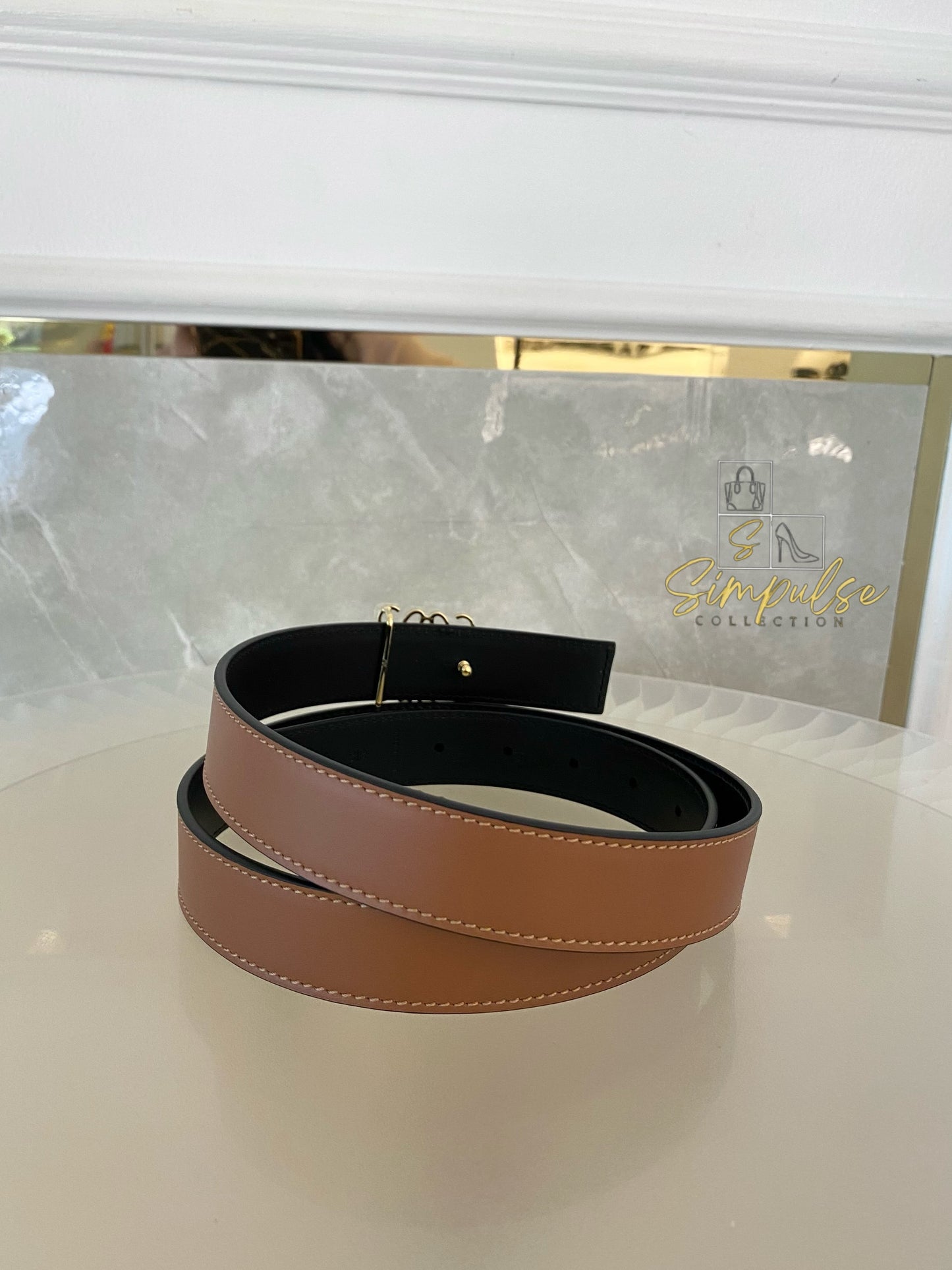 LOEWE BELT TAN/BLACK REVERSIBLE