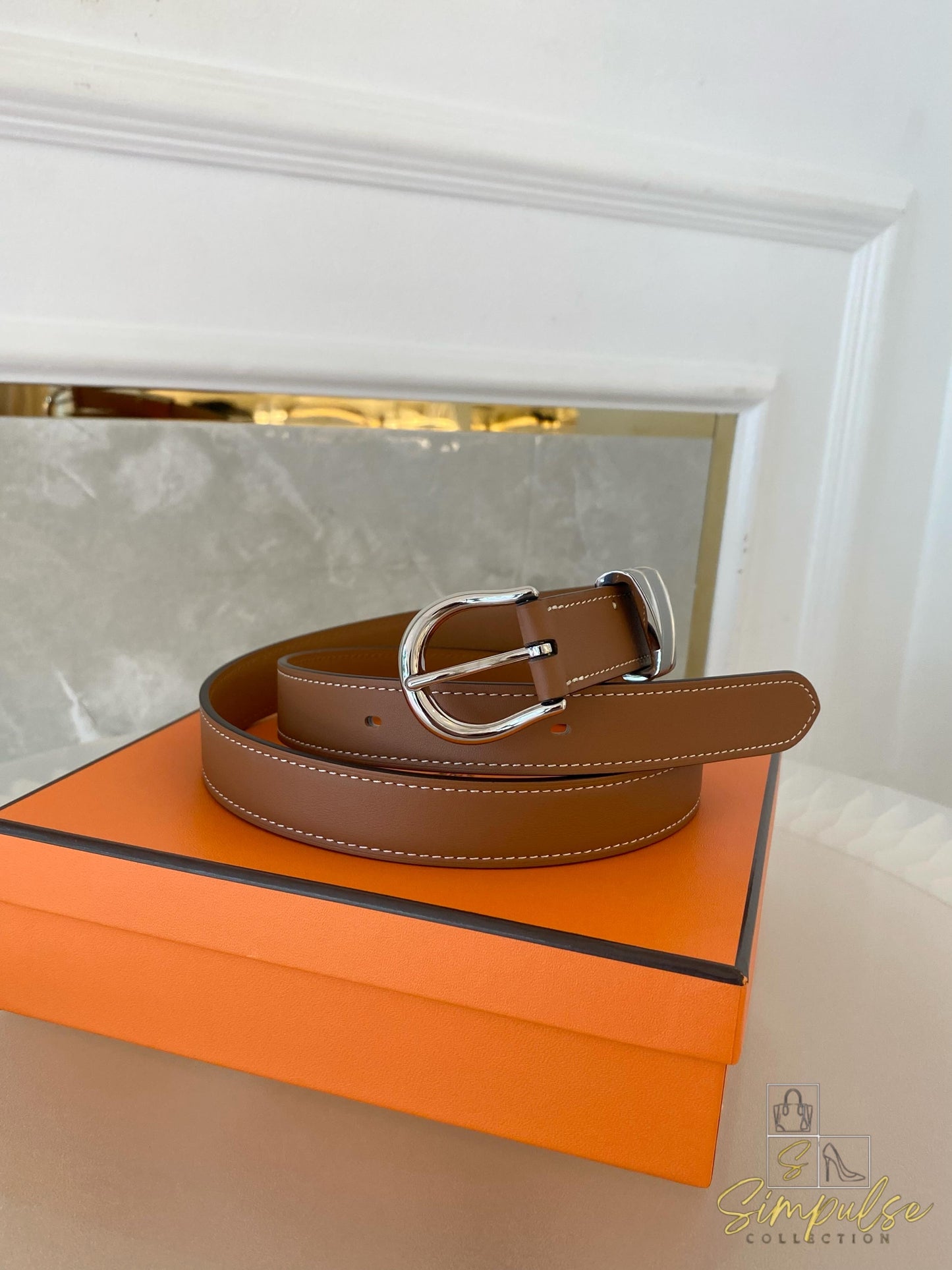 Hermes Gold Tan Belt