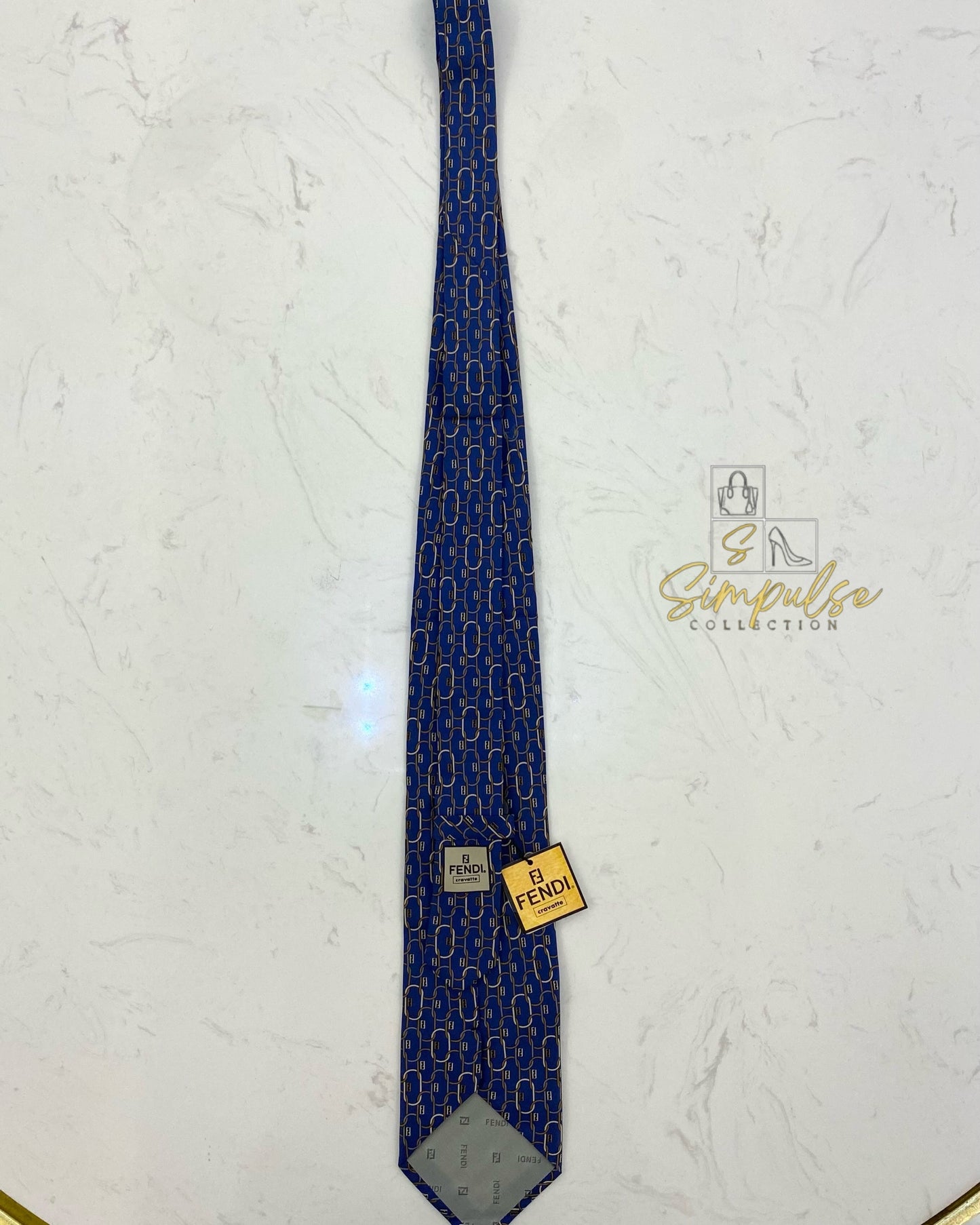 FENDI BLUE TIE  ALL OVER NECKTIE
