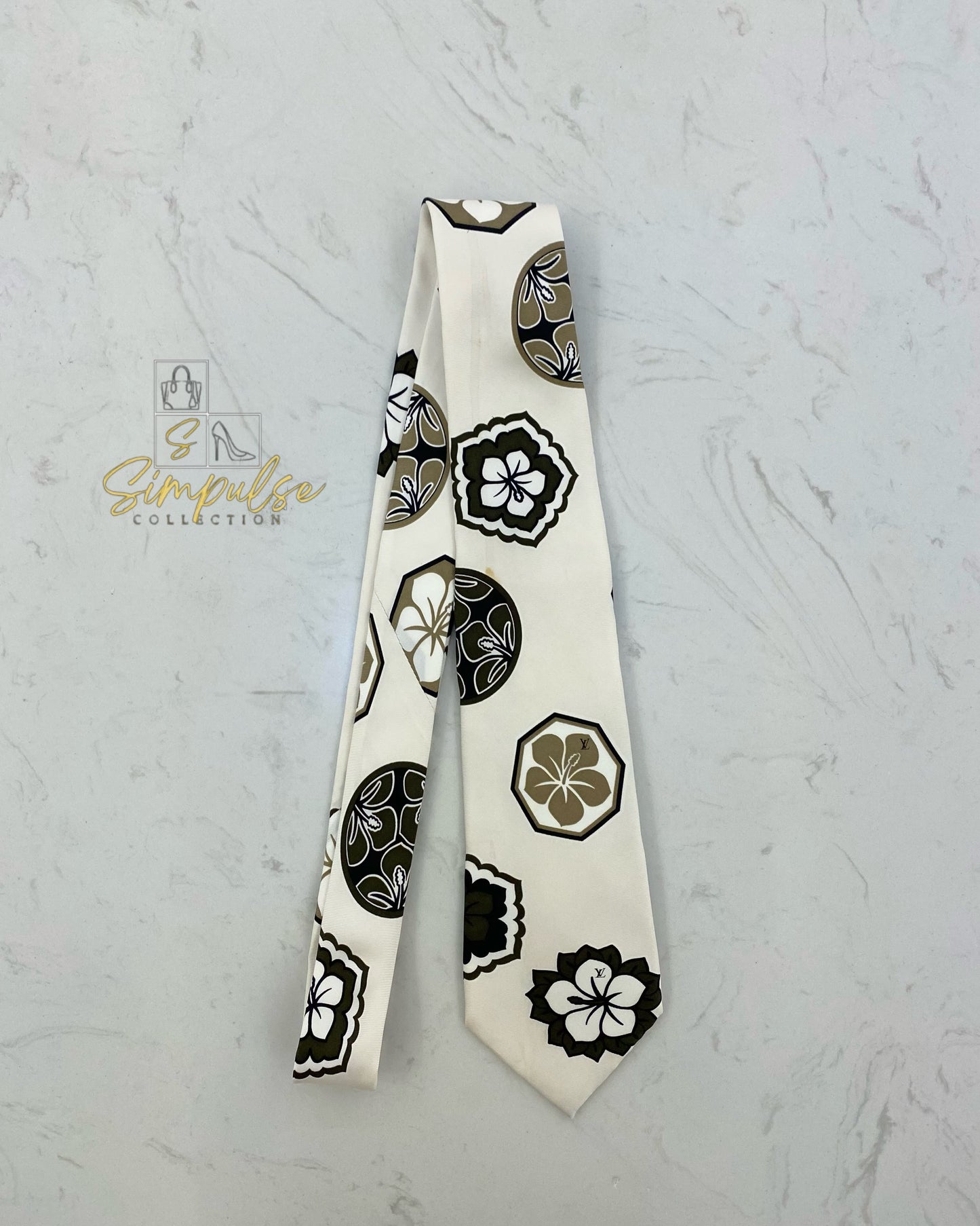 LOUIS VUITTON  WHITE SILK TIE