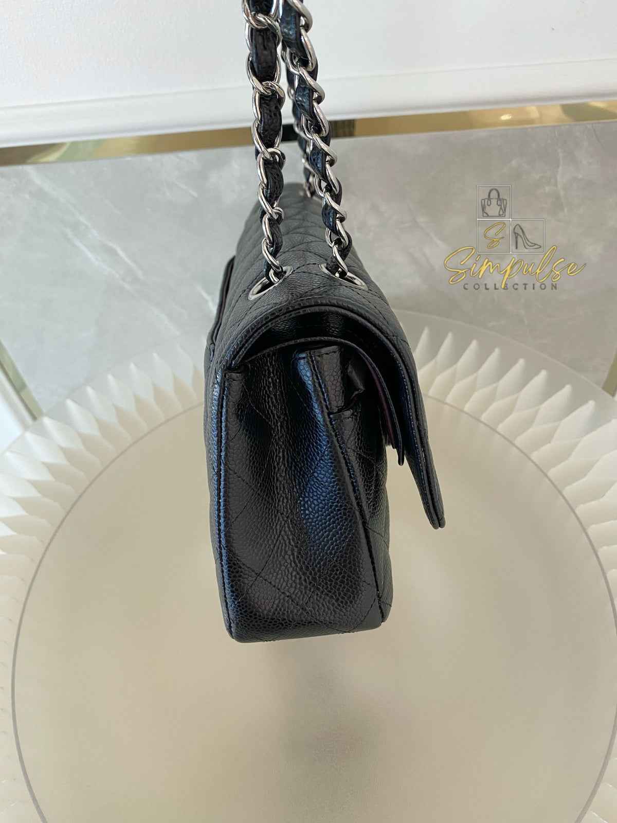 CHANEL DOUBLE FLAP BLACK MEDIUM CAVIAR SHW