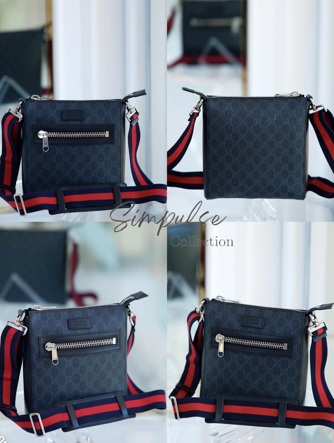 Gg Supreme Small Black Messenger Bag