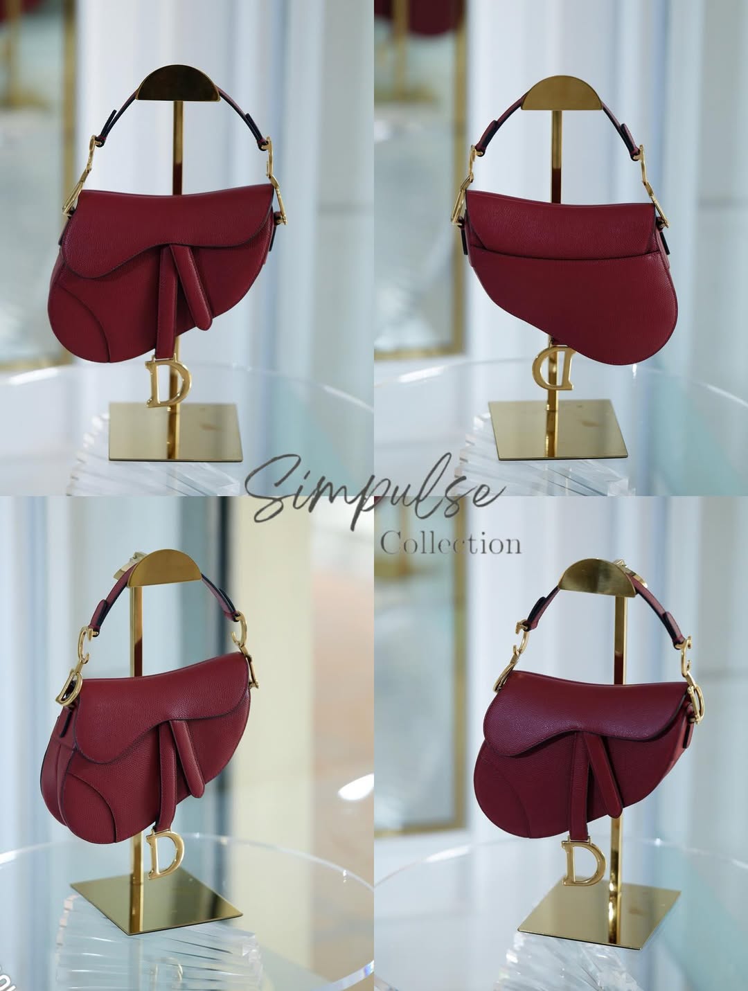 CD Red Mini Saddle Grained Leather GHW