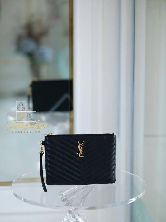 Yves Saint Laurent Matelasse A5 Pouch in Leather