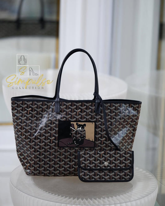 Goyard St. Louis Black Goyardine French Bulldog Pm Size