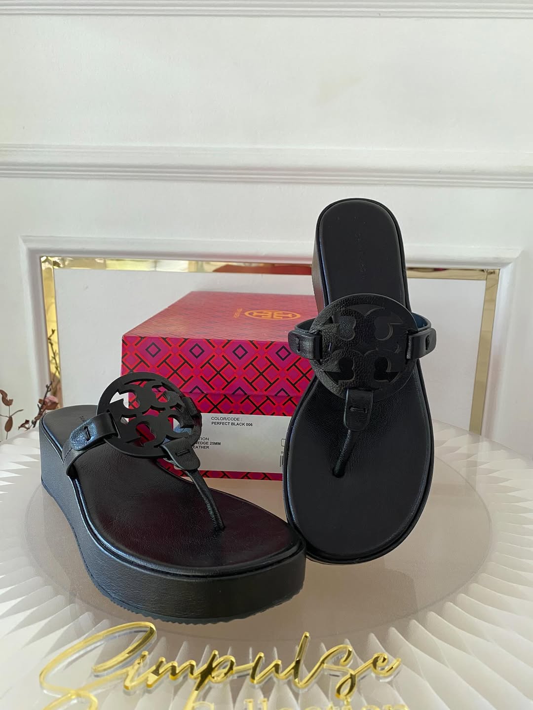 Tory Burch Black Miller Wedge