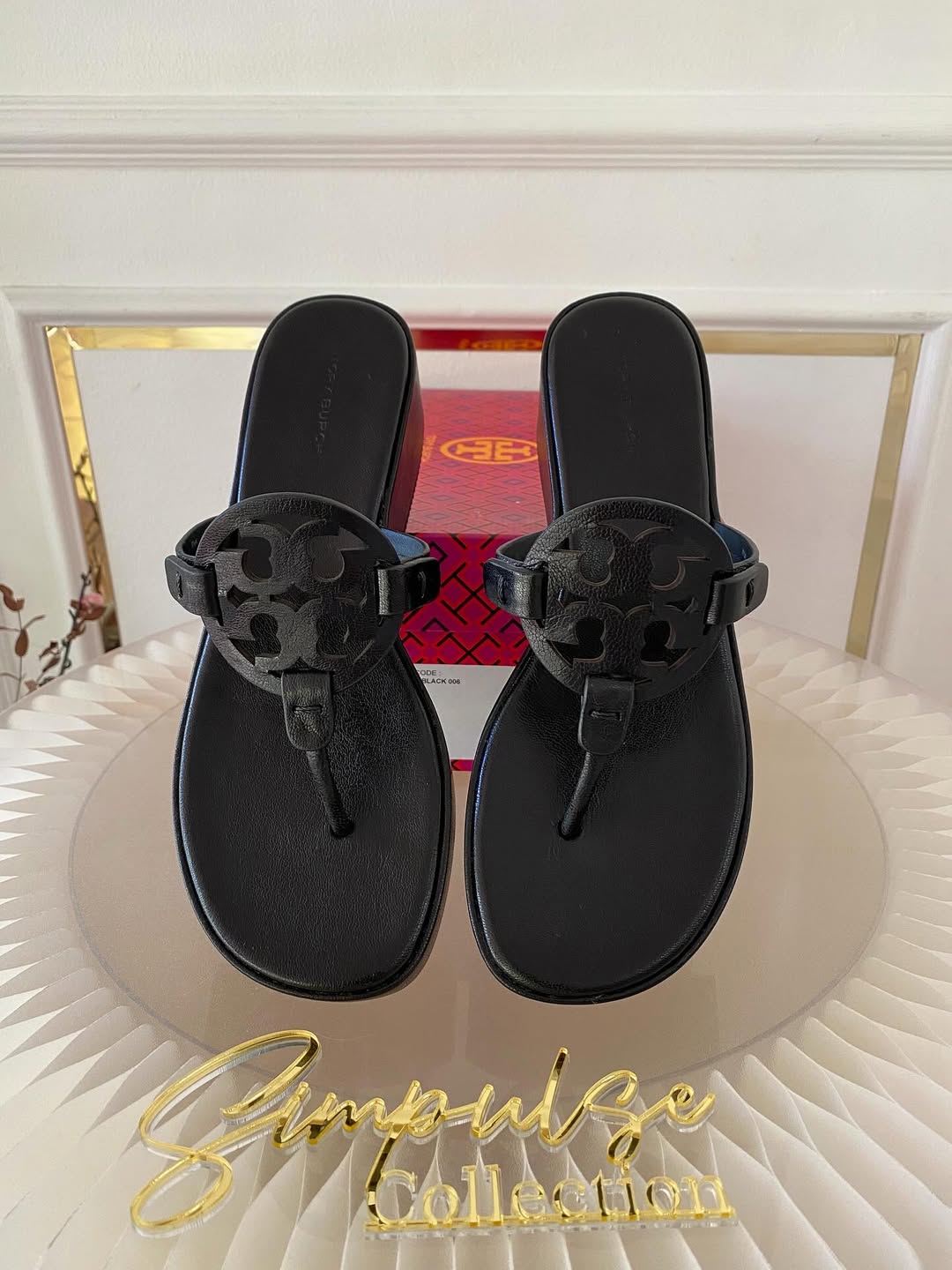 Tory Burch Black Miller Wedge