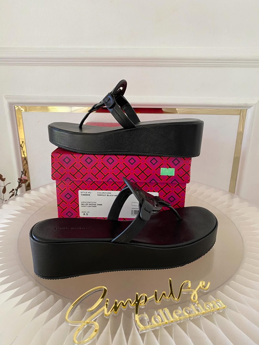 Tory Burch Black Miller Wedge