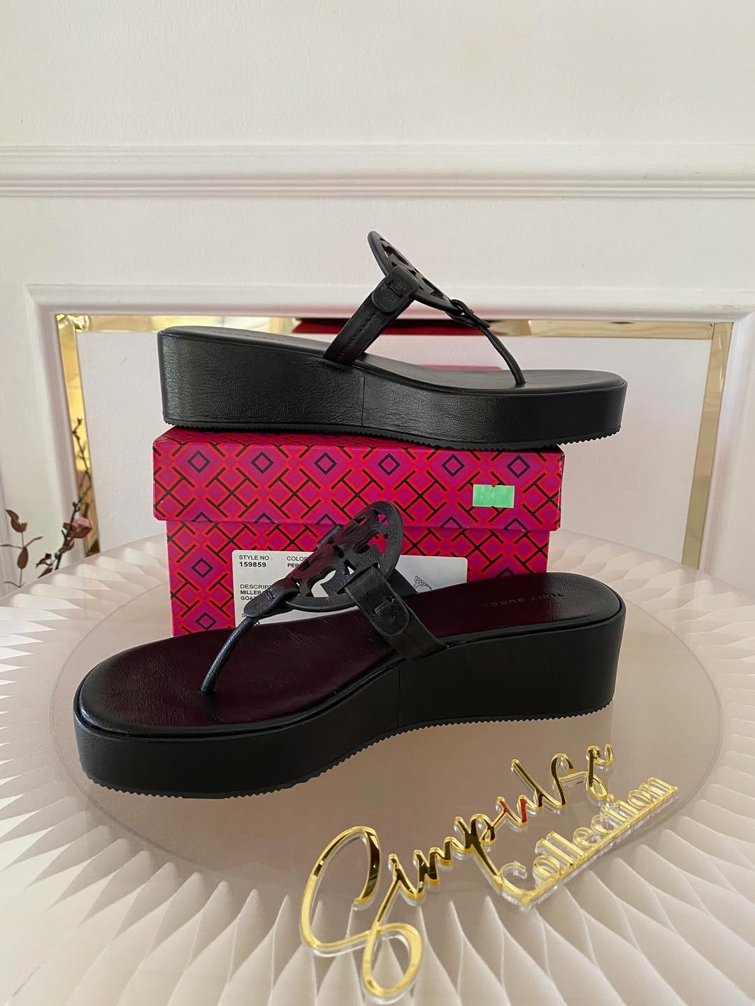Tory Burch Black Miller Wedge